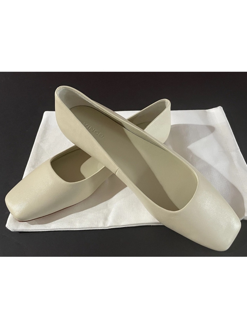 Vince Cream Square-Toe Ballet Flats